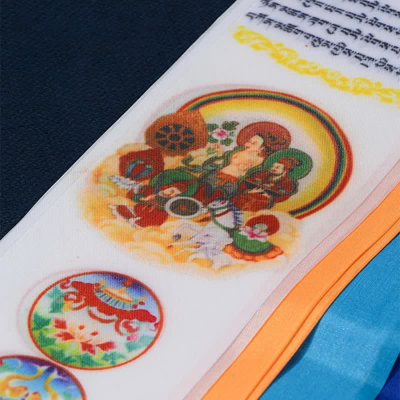 Otto simboli tibetani di buon auspicio, freccia portafortuna, decorazione per la casa, bandiera di preghiera - image 4