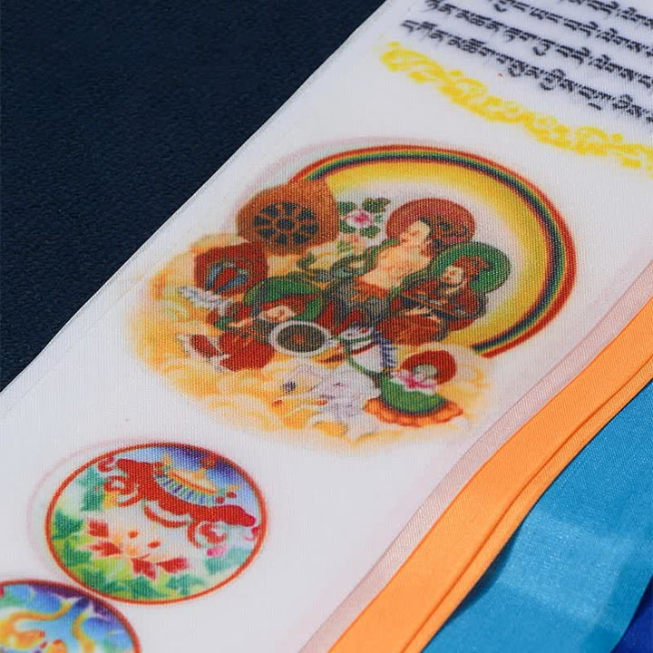 Otto simboli tibetani di buon auspicio, freccia portafortuna, decorazione per la casa, bandiera di preghiera - image 4
