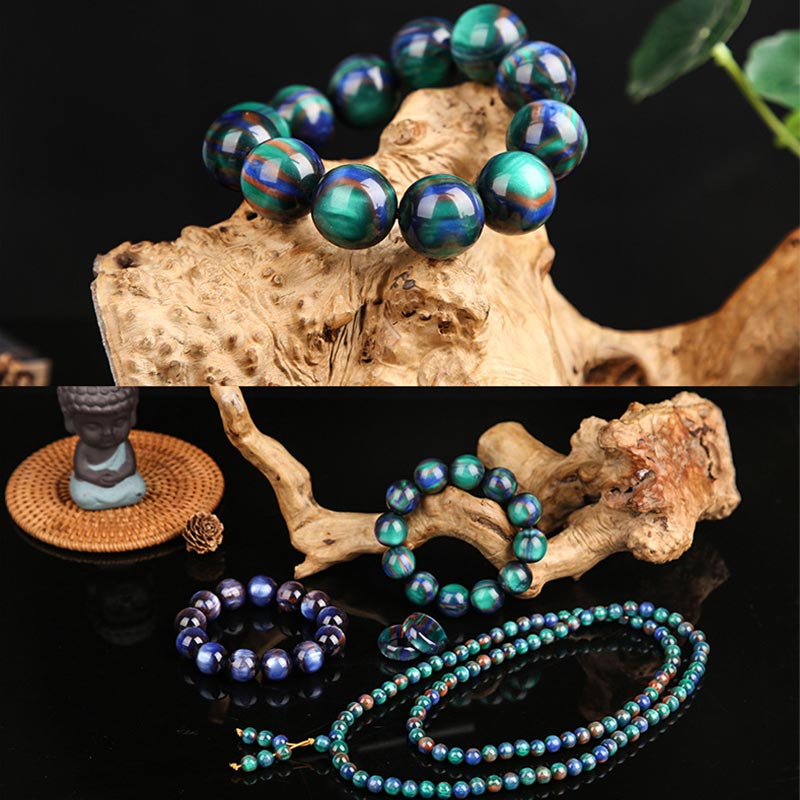 Buddha Stones Colorato Sea Willow Mala Braccialetto Anello Positivo - image 1