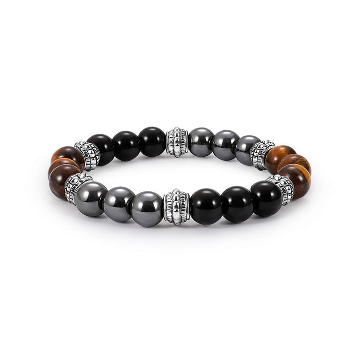 Braccialetto portafortuna e curativo con occhio di tigre e ematite Buddha Stones - 0,31 pollici (8 mm) - image 0