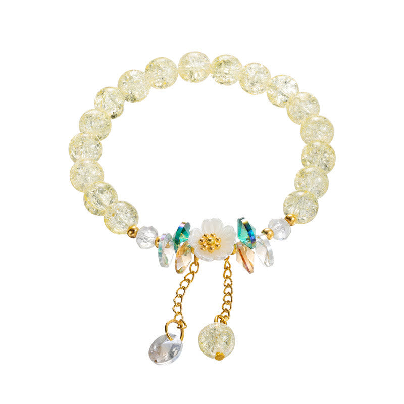 Braccialetto di perline di vetro con ciondolo a forma di fiore con design semplice Buddha Stones