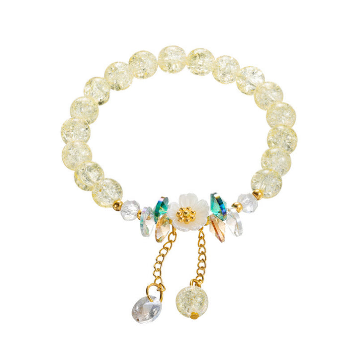 Braccialetto di perline di vetro con ciondolo a forma di fiore con design semplice Buddha Stones