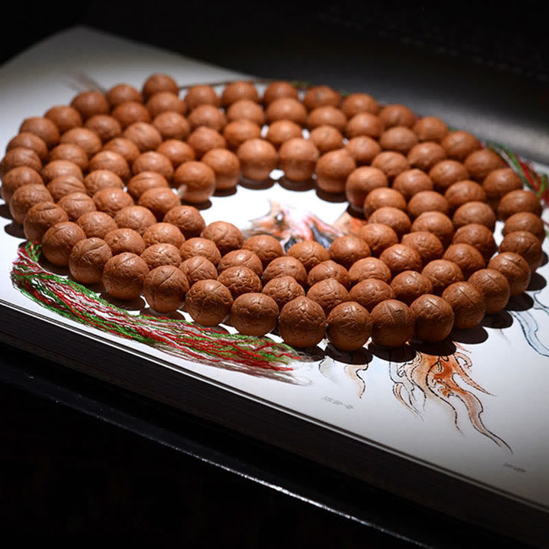 Buddha Stones 108 Mala Beads Nepal Bodhi Seed Fortuna Ricchezza Braccialetto con Nappa - image 4