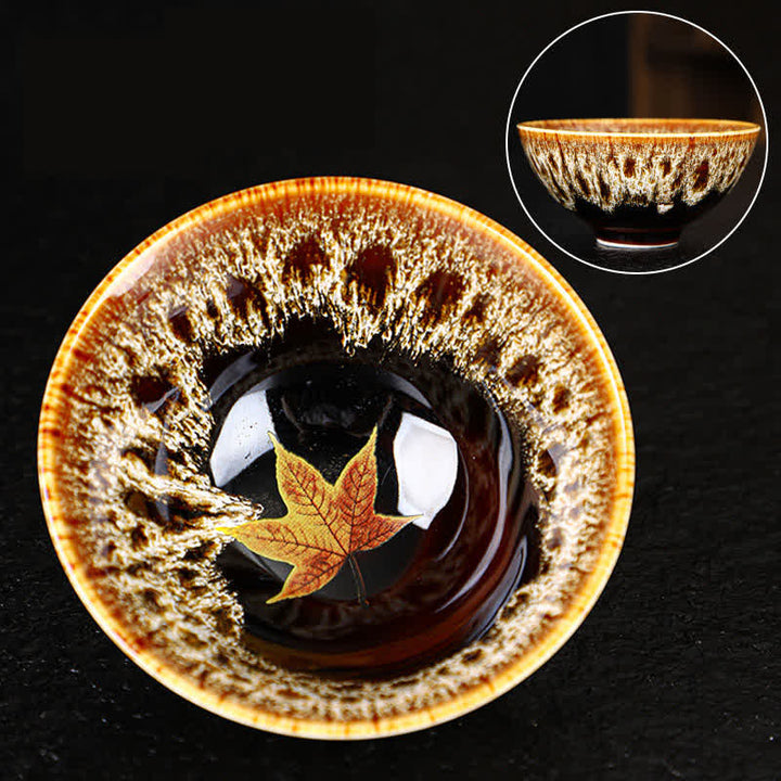 Buddha Stones Foglia d'acero Tazza da tè in ceramica colorata Tazze da tè per la casa