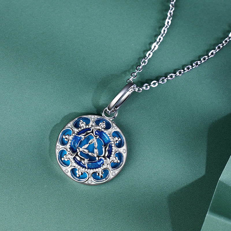 Collana pendente in argento sterling 925 con tre conigli in equilibrio, turchese rotondo , Buddha Stones - image 2