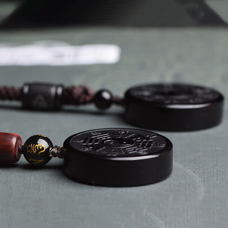 Collana con ciondolo in ossidiana nera Bagua Yin Yang Strength Buddha Stones - image 4