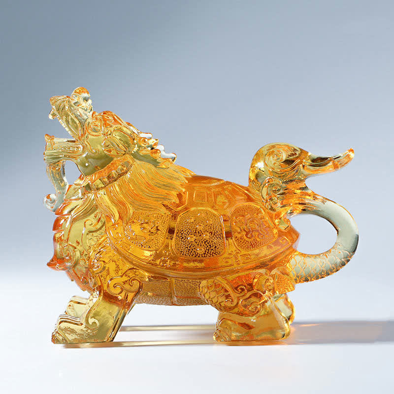Feng Shui Drago Tartaruga Fatto a Mano Liuli Cristallo Arte Pezzo Decorazione Casa Ufficio - image 11