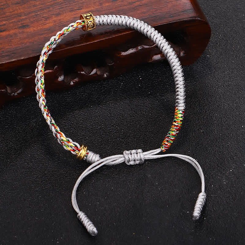 Braccialetto di corda di protezione e fortuna Buddha Stones Om Mani Padme Hum