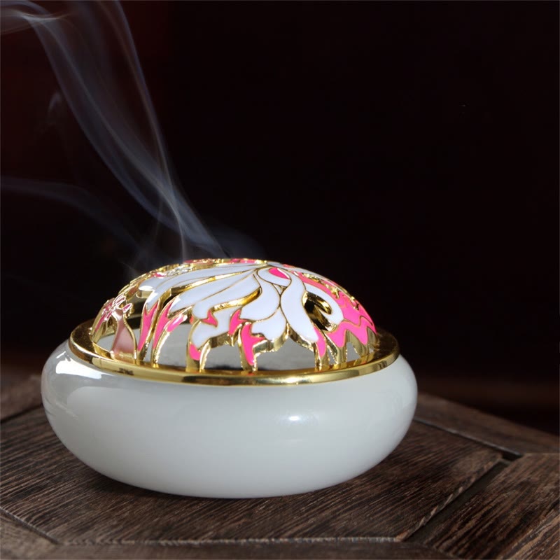 Buddha Stones Volpe a nove code Liuli Cristallo curativo Meditazione Bruciatore di incenso