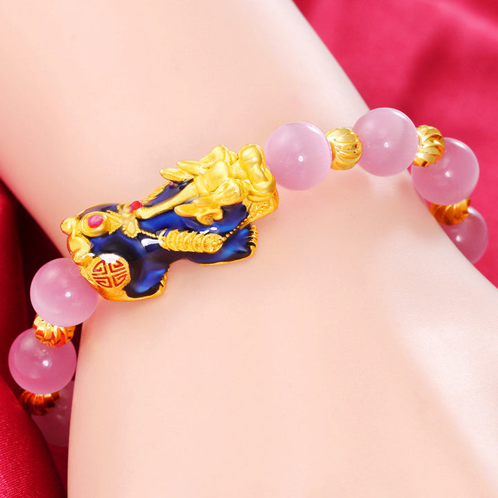 Braccialetto portafortuna Buddha Stones Pixiu Cat Eye