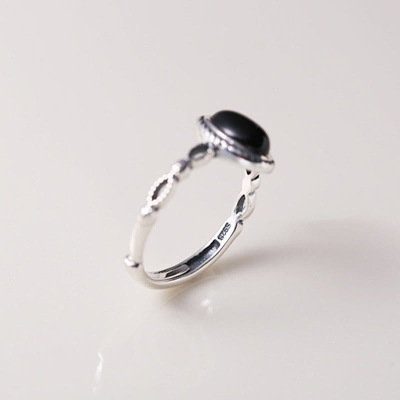 Anello della fortuna in onice nero in argento sterling 925 Buddha Stones - image 5