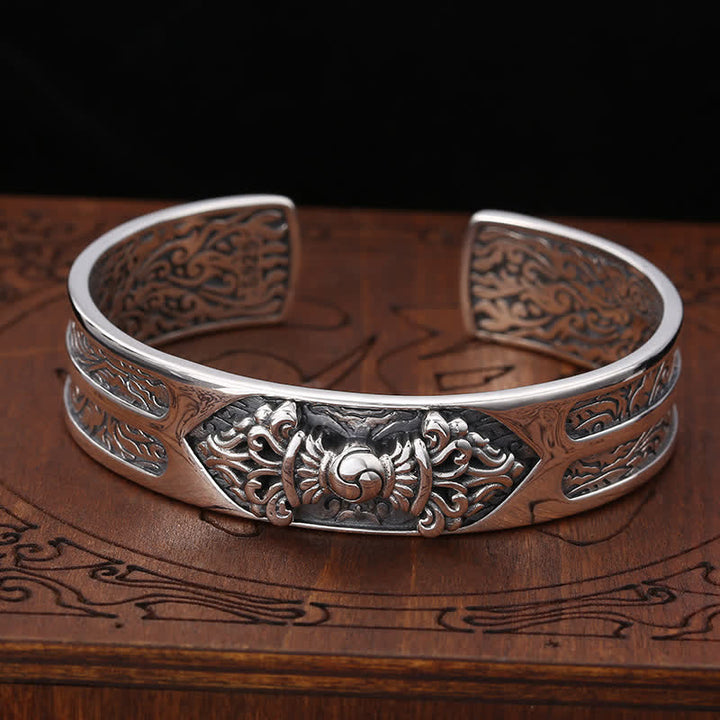 Buddha Stones 925 Sterling Silver Vajra Dorje Braccialetto con Potere Spirituale Inciso - image 3
