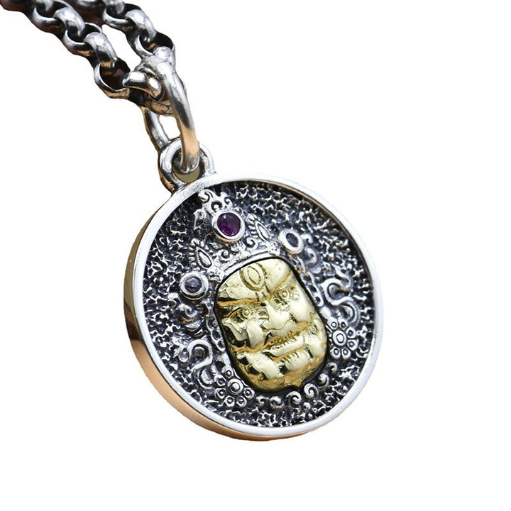 Buddha Stones 925 Sterling Silver Zakiram Dea della Ricchezza Dorje Vajra Collana Pendente Spirituale - image 6