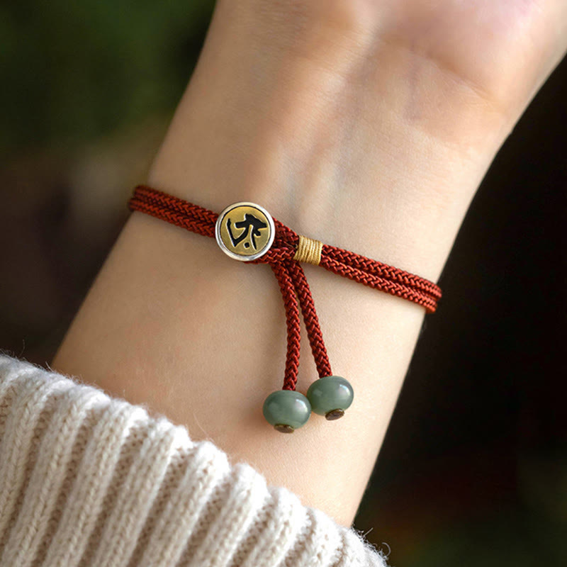 Braccialetto intrecciato rosso in argento sterling 925 con Buddha Stones e semi di Bodhi ciano, fatto a mano, per la protezione. - image 0