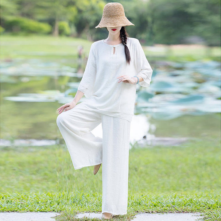 Completo da donna per Tai Chi, meditazione, preghiera, pratica spirituale zen mattutina. - image 7