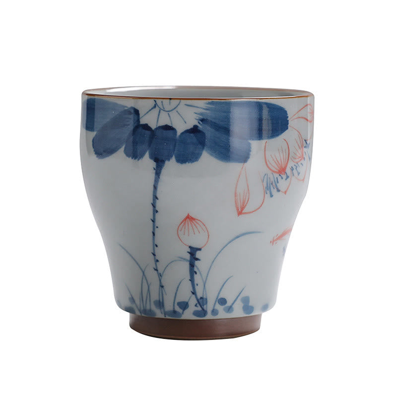 Buddha Stones Fiore di Loto Foglia di Bambù Tazza da Tè in Ceramica Tazze da Tè Kung Fu