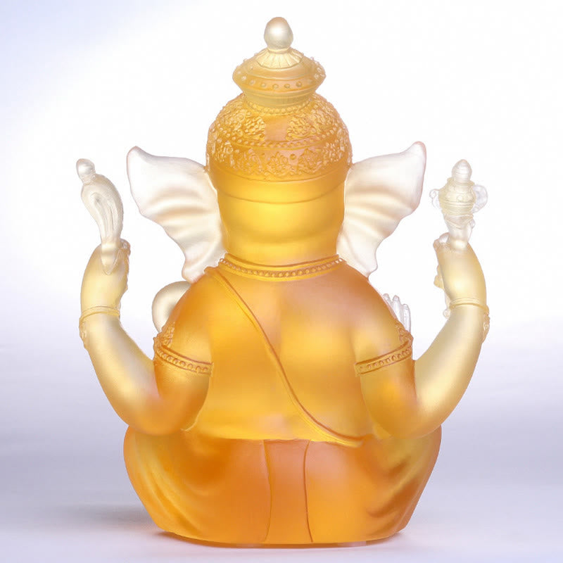 Buddha Stones fatte a mano Ganesh Ganpati Elefante Figurina Liuli Cristallo Pezzo d'Arte Protezione Statua Decorazione della casa - image 3