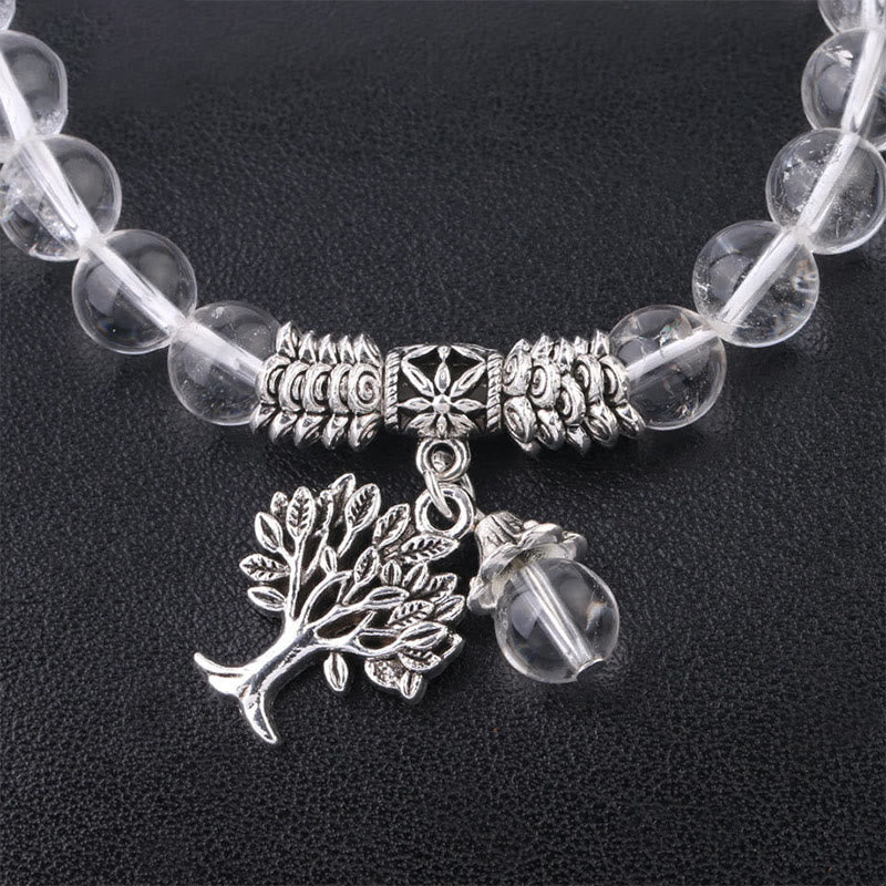 Braccialetto elastico portafortuna con albero della vita in pietra preziosa naturale Buddha Stones