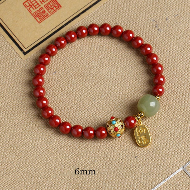 Braccialetto con ciondolo di protezione della fortuna in avventurina verde cinabro Buddha Stones