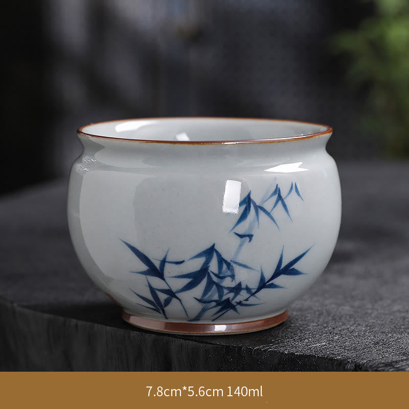 Buddha Stones Fiore di Loto Foglia di Bambù Tazza da Tè in Ceramica Tazze da Tè Kung Fu
