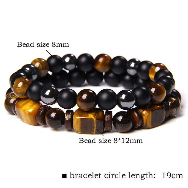 Braccialetto del coraggio in pietra ematite con occhio di tigre e pietre smerigliate Buddha Stones
