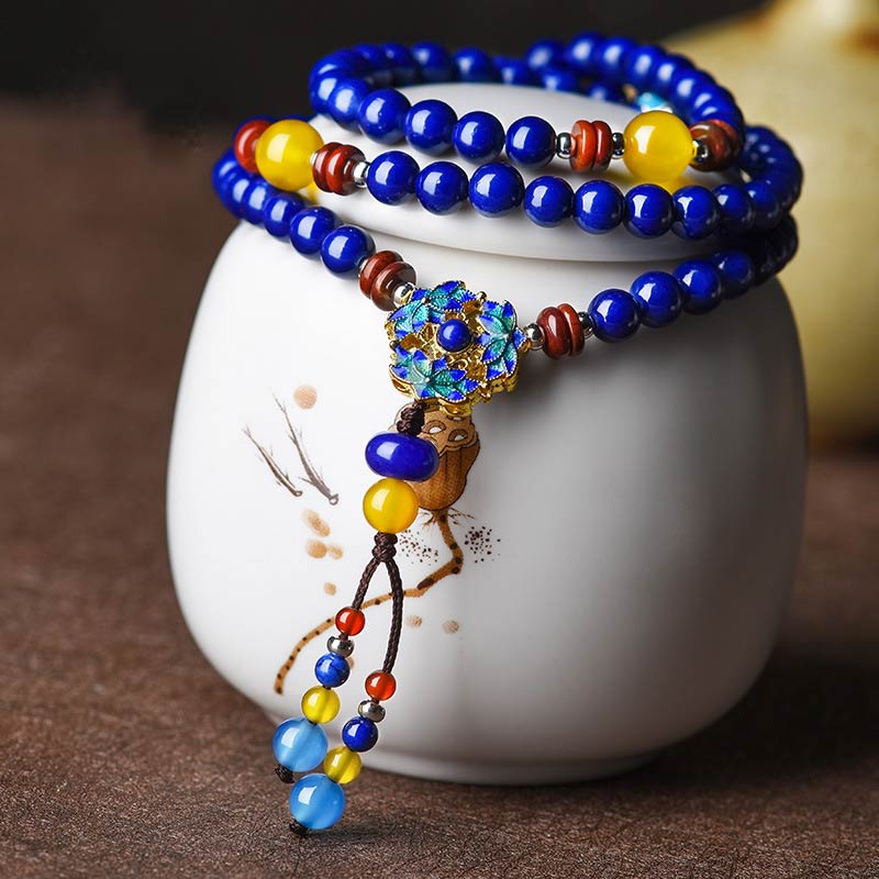 Braccialetto positivo Buddha Stones Lazurite Lapislazzuli Agata gialla - Lazurite e agata gialla - image 0