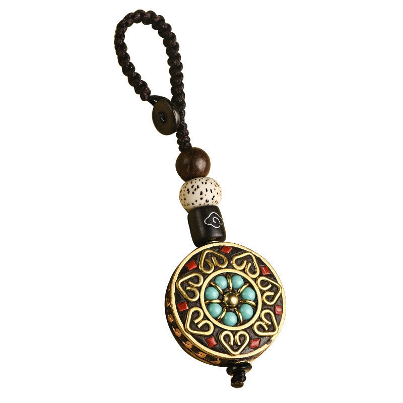 Portachiavi con Buddha Stones tibetano Om Mani Padme Hum Bodhi Seme della pace