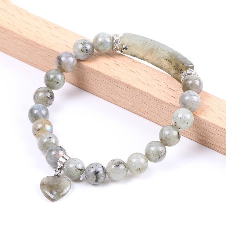 Braccialetto di perline curative con cuore d'amore in quarzo naturale Buddha Stones