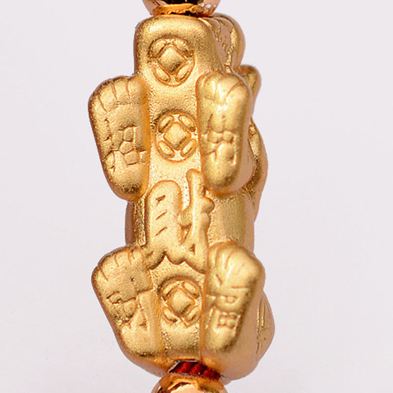 Braccialetto Buddha Stones PiXiu Luck Red String placcato oro 24K - image 7