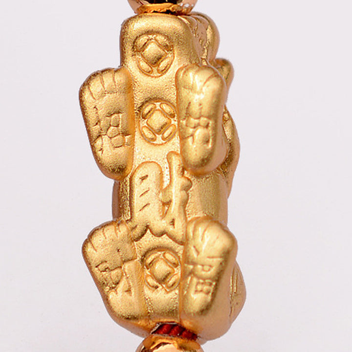 Braccialetto Buddha Stones PiXiu Luck Red String placcato oro 24K - image 7