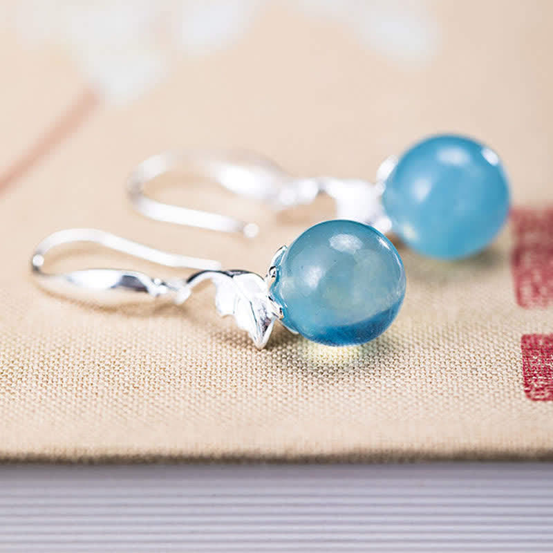 Buddha Stones 925 Sterling Silver Acquamarina Naturale Foglia Fiore Orecchini Collana Pace - image 6