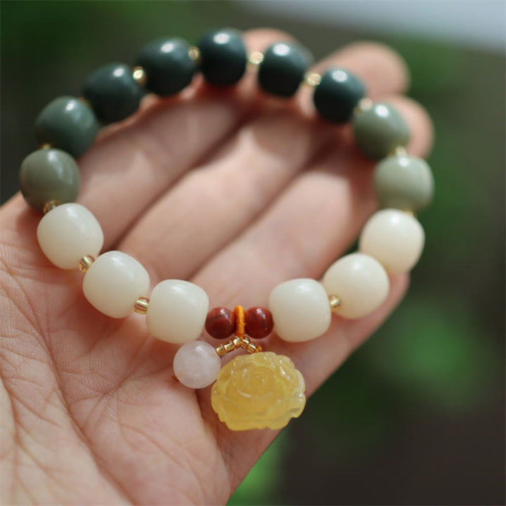 Bracciale Buddha Stones Gradient Bodhi Seed Ambra Lotus Peace