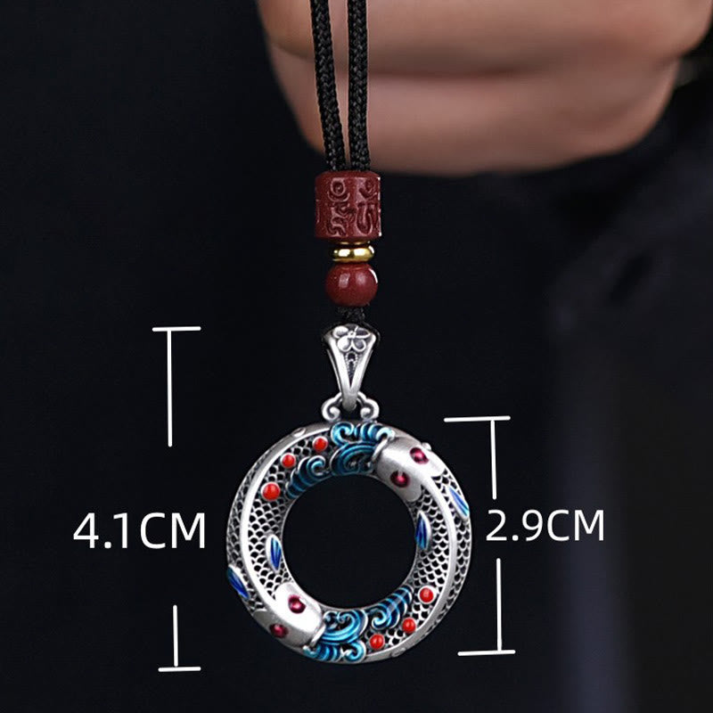 Buddha Stones Koi Fish Peace Buckle Rame Ricchezza Fortuna Collana Pendente