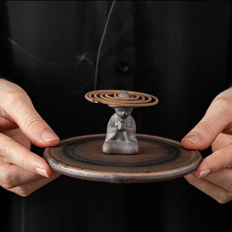 Bruciatore di incenso in ceramica per meditazione e guarigione spirituale di piccole dimensioni