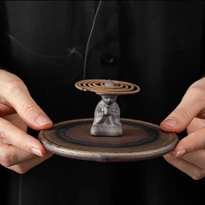Bruciatore di incenso in ceramica per meditazione e guarigione spirituale di piccole dimensioni