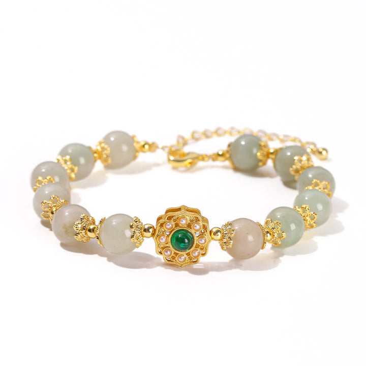 Braccialetto a catena con perline di giada naturale Buddha Stones Prosperity