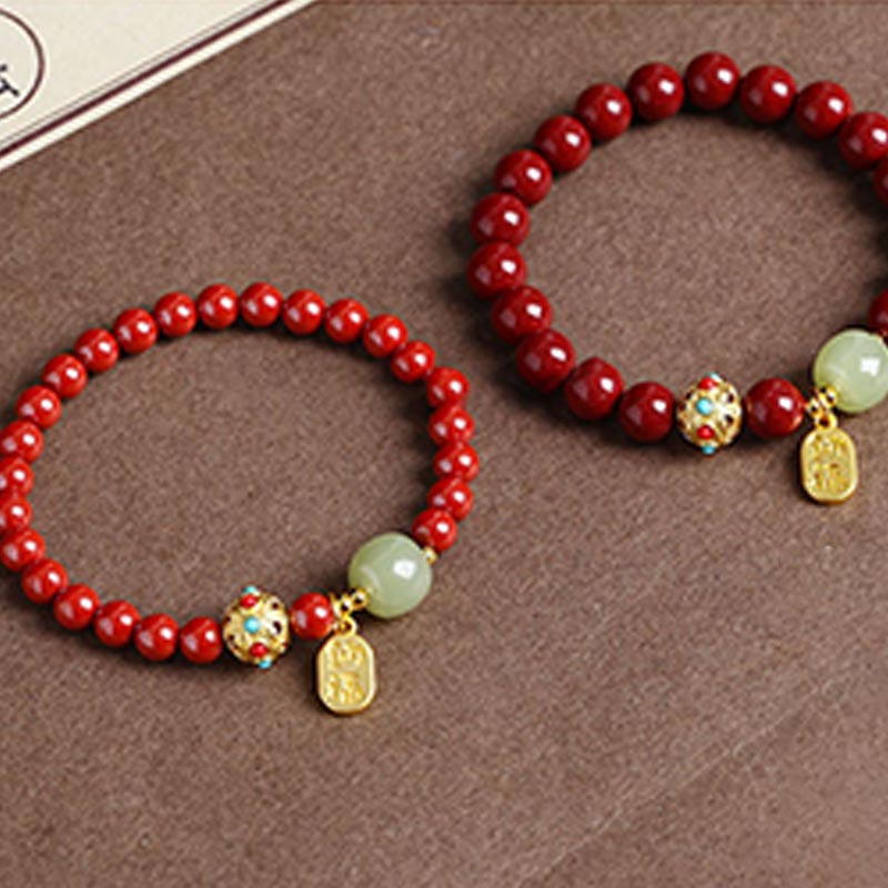 Braccialetto con ciondolo di protezione della fortuna in avventurina verde cinabro Buddha Stones