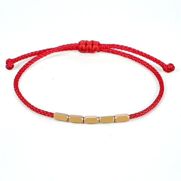 Braccialetto di corda intrecciata con protezione in perline di rame fatte a mano Buddha Stones