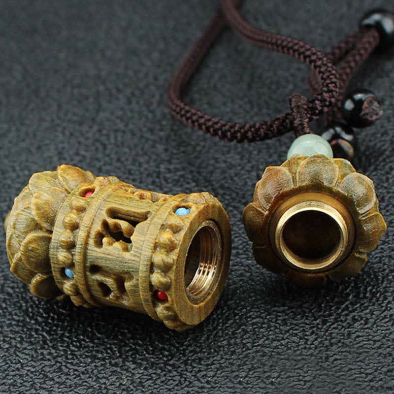 Buddha Stones Tibet Sandalo verde Palissandro Om Mani Padme Hum Loto Collana pendente rilassante positivo - image 6