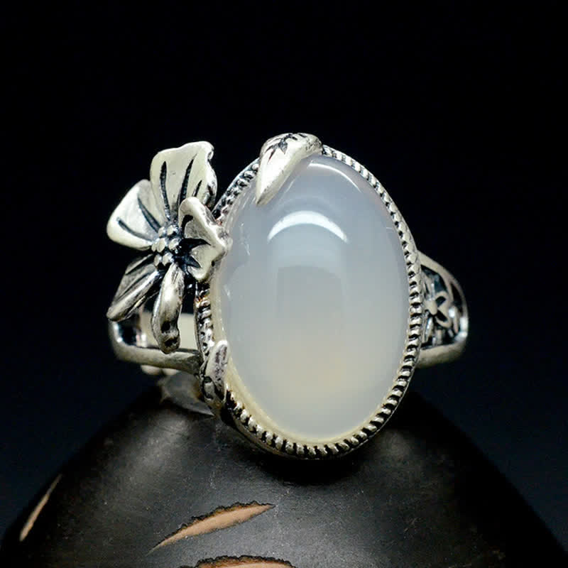 Anello in argento sterling 990 con calcedonio naturale e prugna, armonia positiva - image 10