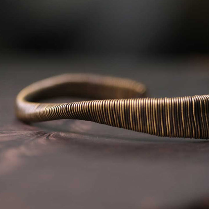 Bracciale regolabile con polsino in ottone e rame, con design semplice, per fortuna e ricchezza, Buddha Stones - image 10