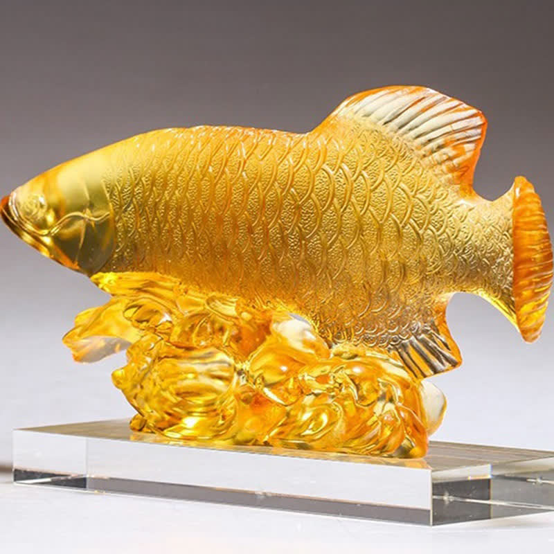 Pezzo d'arte fatto a mano in cristallo Liuli Koi Fish, decorazione per ufficio e casa - image 13