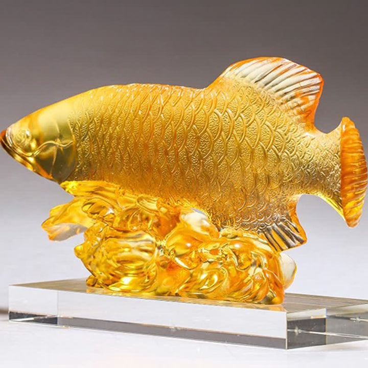 Pezzo d'arte fatto a mano in cristallo Liuli Koi Fish, decorazione per ufficio e casa - image 13