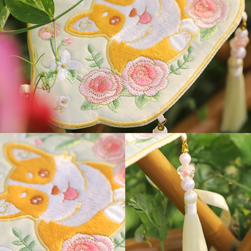Buddha Stones Ricamo Panda Fortunato Gatto Shiba Inu Cervo Coniglio Volpe Fiore Animale Carino Borsa Hanfu Borsa A Tracolla Borsa A Tracolla