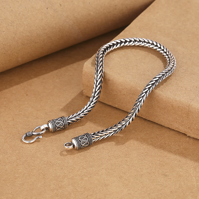 Bracciale con fibbia della ricchezza intrecciata a forma di chiglia di drago vintage Buddha Stones