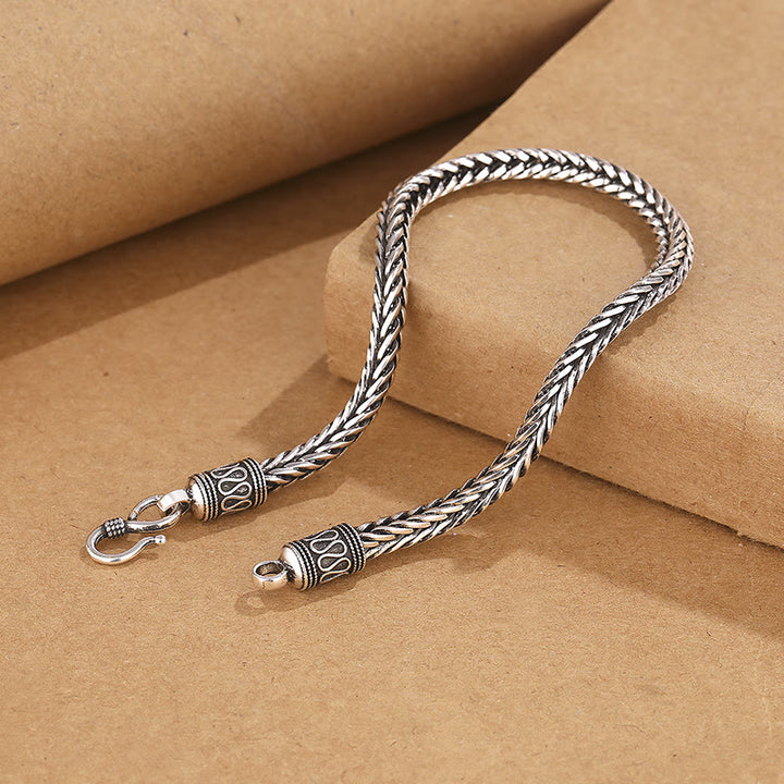 Bracciale con fibbia della ricchezza intrecciata a forma di chiglia di drago vintage Buddha Stones