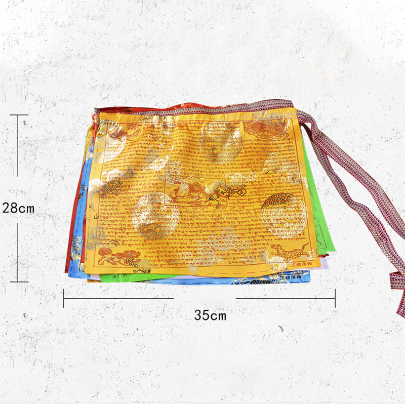 Bandiere di preghiera tibetane a 5 colori con motivo drago e cavallo del vento, per esterni, 20 pezzi. - image 12