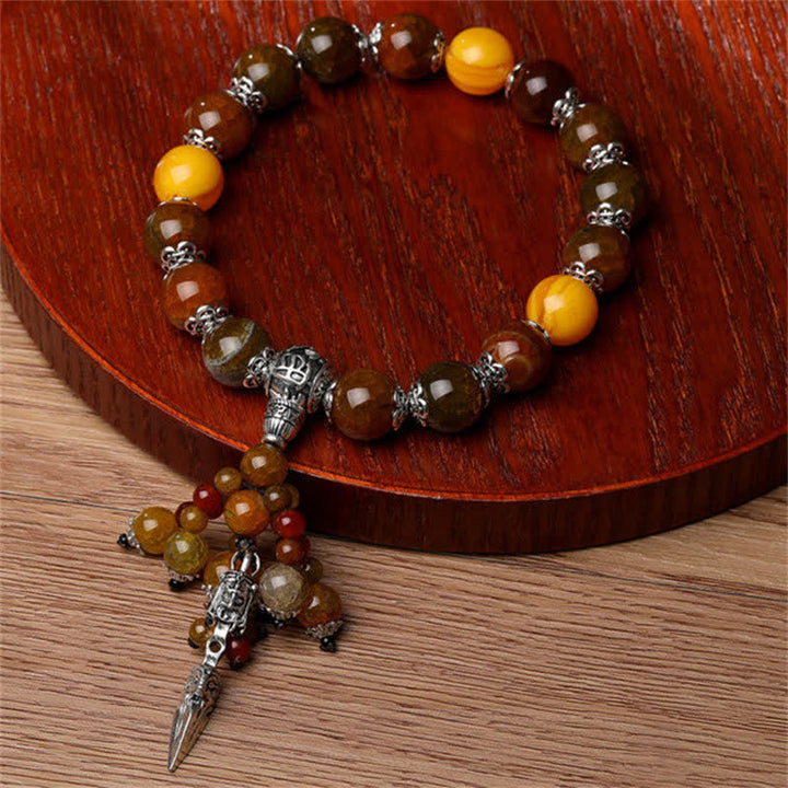 Pietra naturale di occhio di tigre, agata rossa, vena di drago, agata, Vajra Dorje, braccialetto di guarigione, decorazione per auto