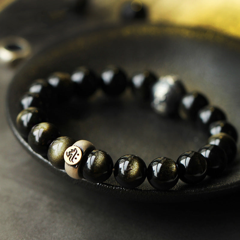 Braccialetto purificante in ossidiana con Buddha Stones e zodiaco cinese - image 8