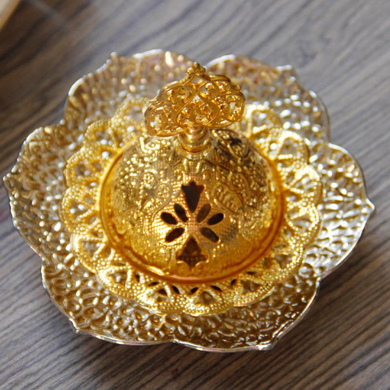 Sottobicchiere in foglia d'oro spirituale Mini lega di metallo bruciatore di incenso